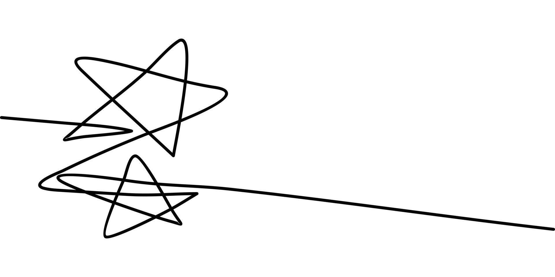continuous line drawing of two stars symbol. abstract line art illustration vector