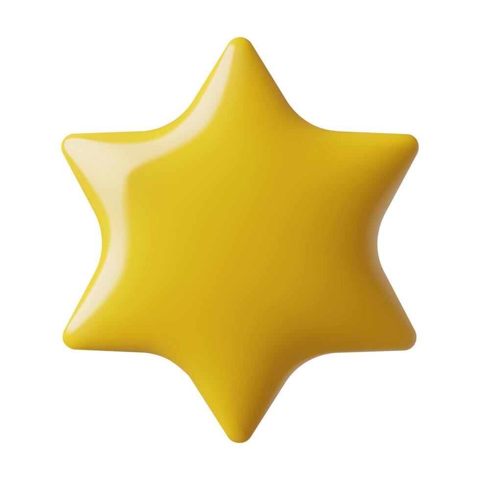 3d six pointed yellow star burst or sun icon isolated on white vector