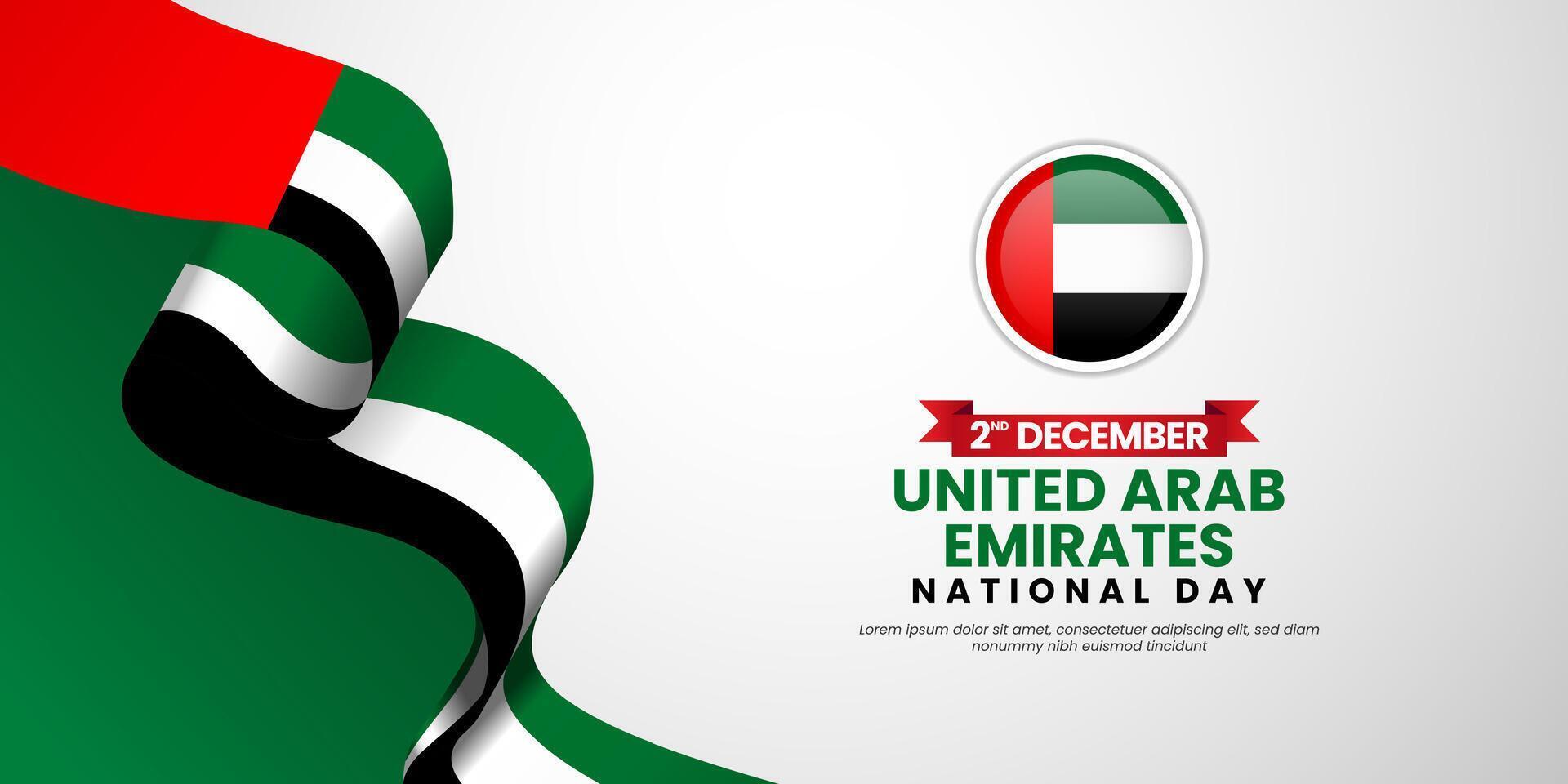 United Arab Emirates 3D waving ribbon flag for national day or independence day with blank space vector
