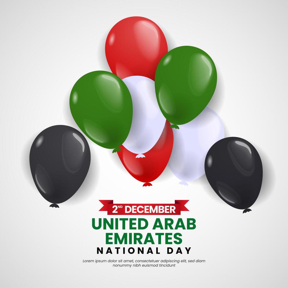 United Arab Emirates National Day Square Banner Background balloons national colors illustration vector