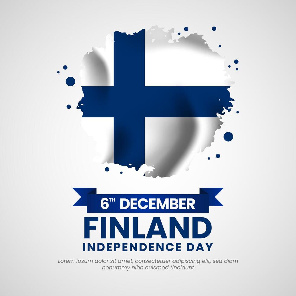 Finland independence day celebration square banner background with grunge brush flag style vector
