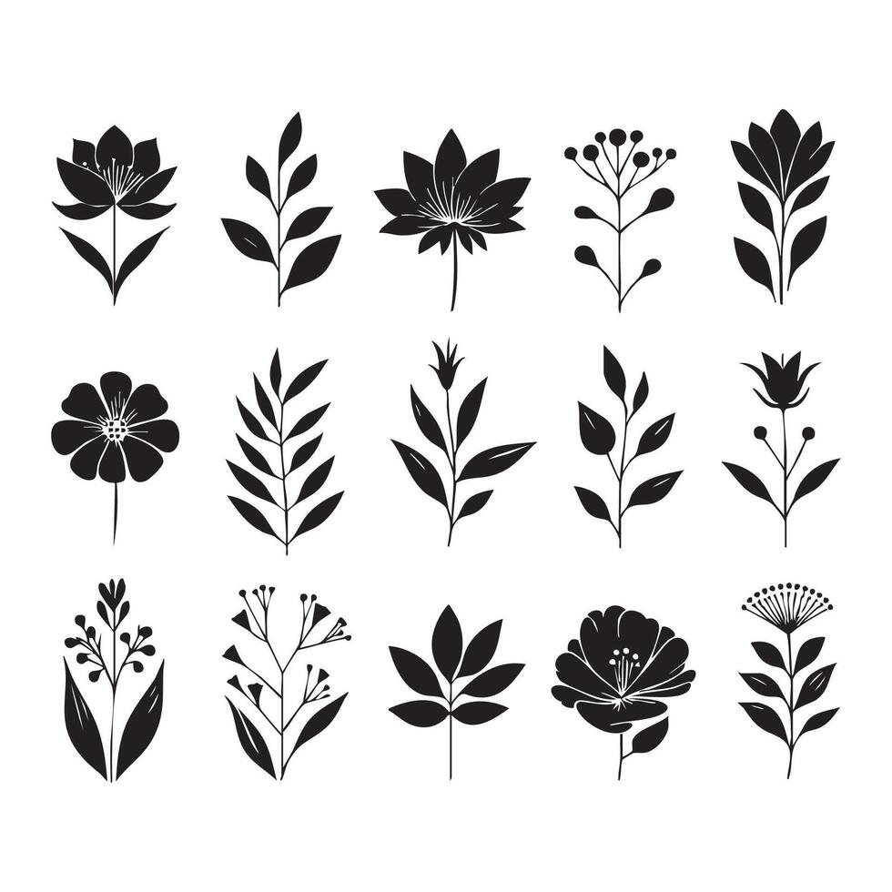 Clean white canvas with flower silhouette designs vector
