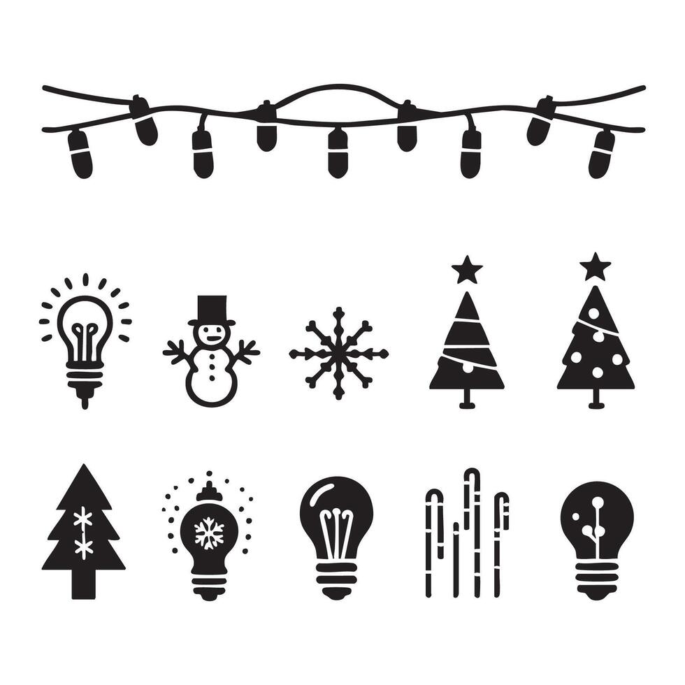 Silhouette Christmas lights on a smooth white backdrop vector