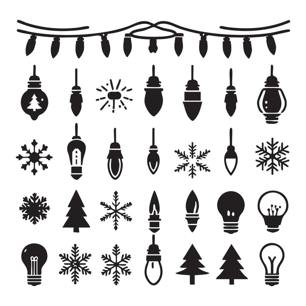 Christmas light silhouettes displayed on a white background vector