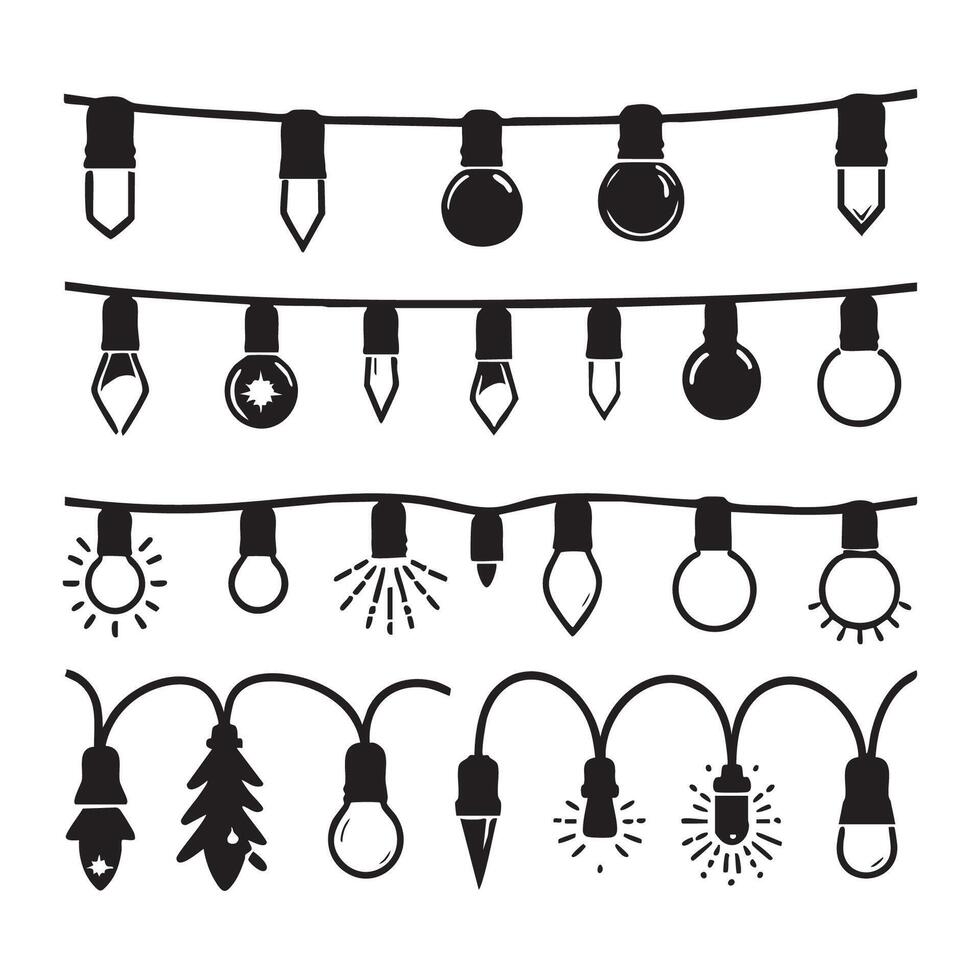 A white background featuring Christmas light silhouettes vector
