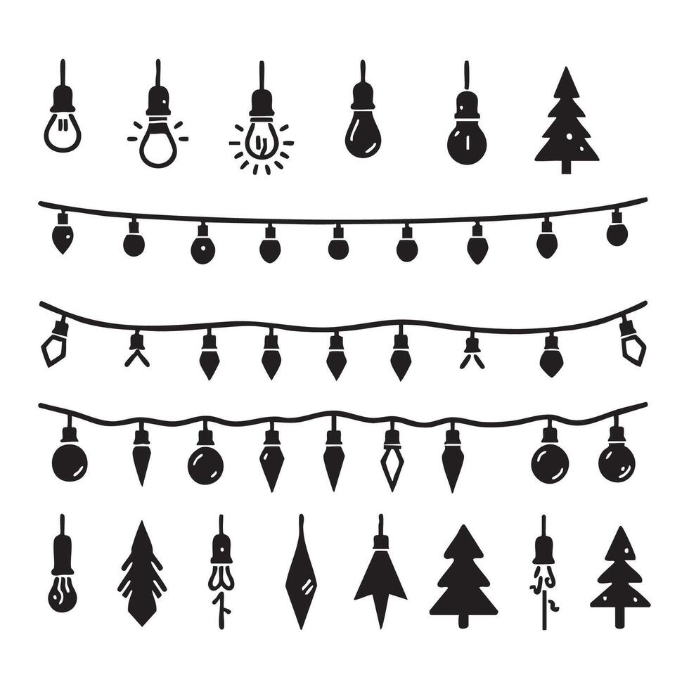 White backdrop with Christmas lights in silhouette form vector