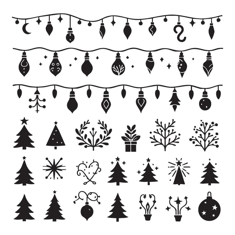Outline of Christmas lights set on a white background vector