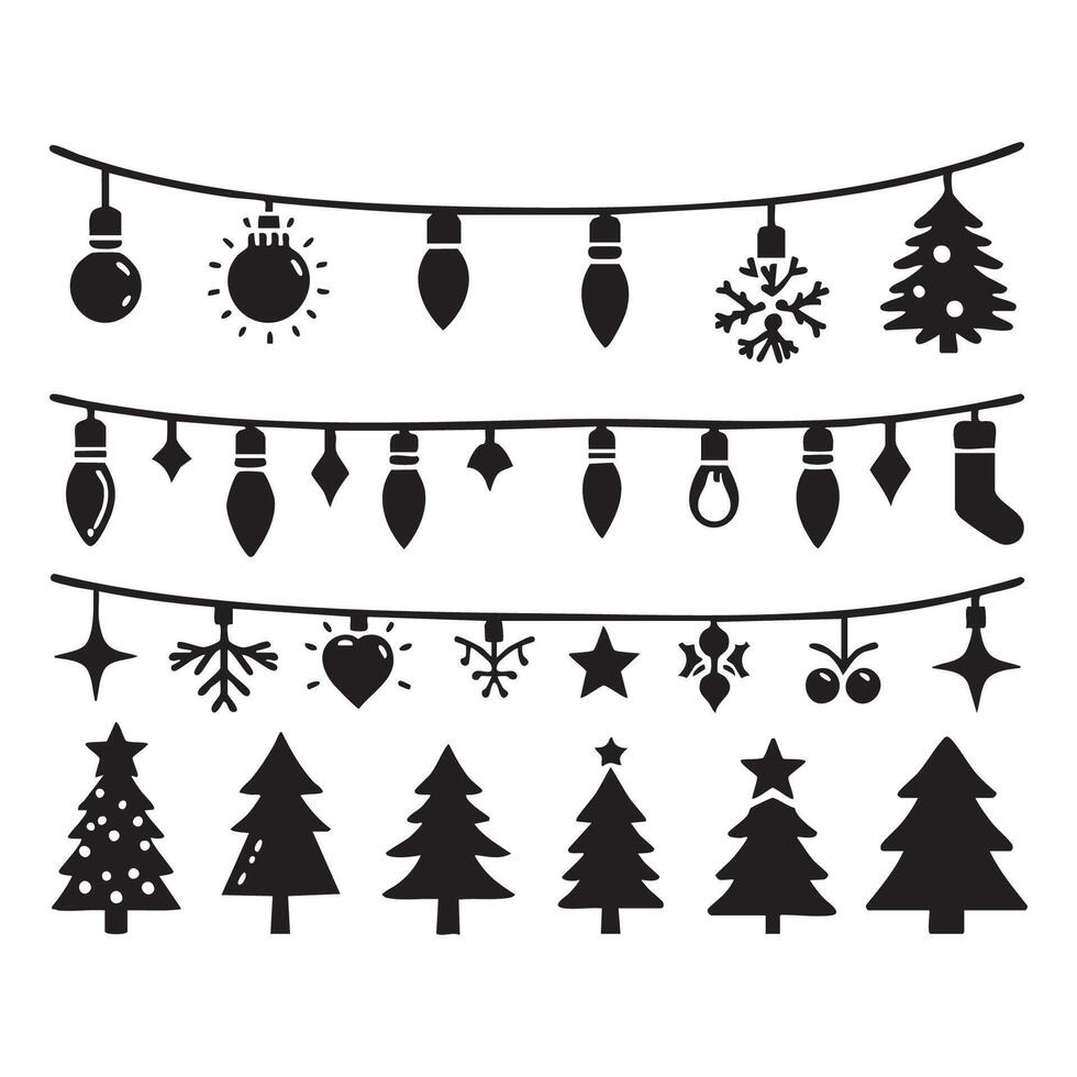 Christmas light silhouette collection on a neutral white background vector