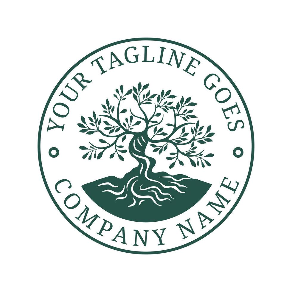 Classic style Logo depicting Tree of Life with Roots and Lush Leaves suitable for businesses in health, education, environment or organic products. vector