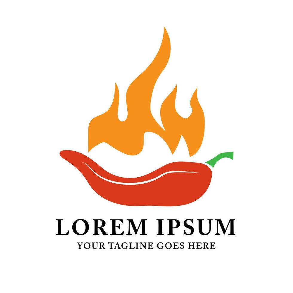 Hot Chili Pepper Logo with Fire Spicy Food Design for Sauce and Seasoning Brand Illustration Design vector
