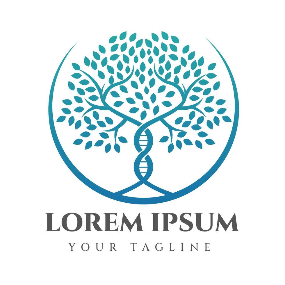 Creative Logo that combines Tree of Life Elements with DNA Structure, This design is suitable for those in the fields of biotechnology, genetics, health, or scientific research. vector