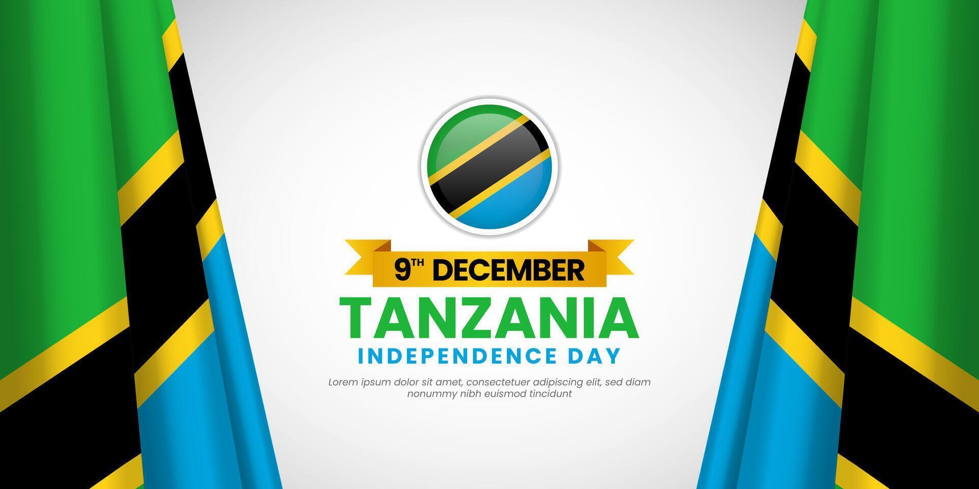 Tanzania Independence Day Banner Background with waving ribbon flag. Suitable for greeting card, poster vector