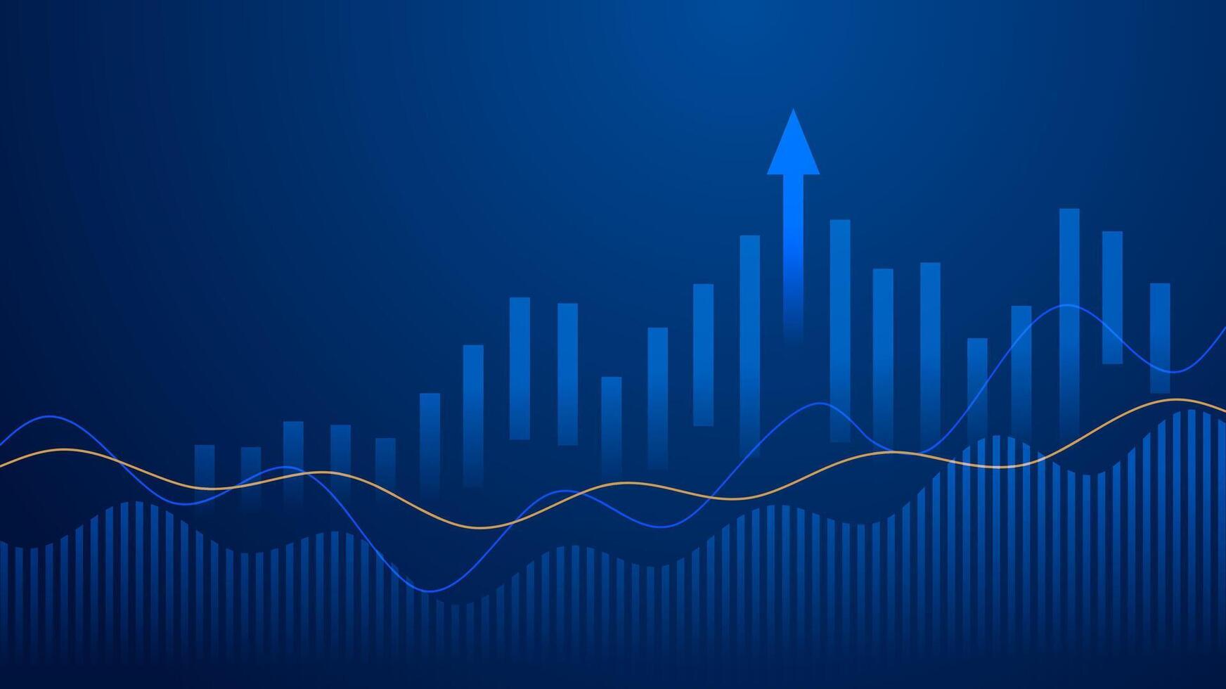 Business candle stick graph chart of stock market investment trading on blue background. Bullish point, Trend of graph. Eps10 illustration vector