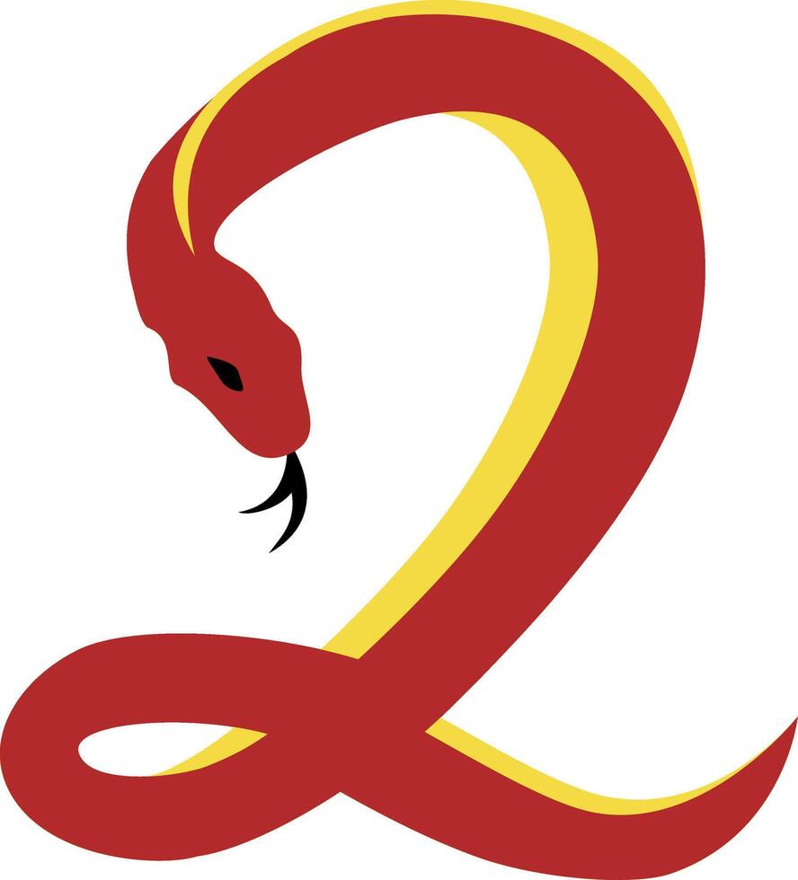Lunar New Year Number Symbol. Illustration of Abstract Snake Shaped Number two for Snake Year in Red and Yellow vector