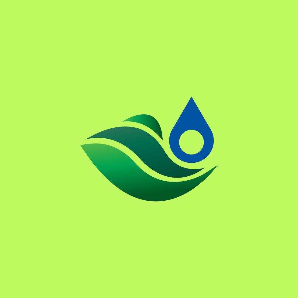 Water drop logo template illustration design. Water and leaves logo for health. vector