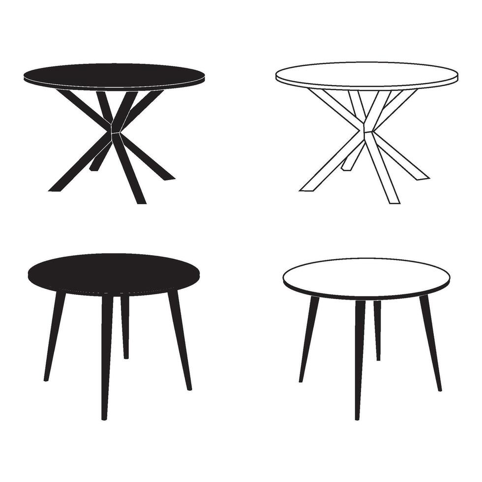 minimalist round table icon design vector
