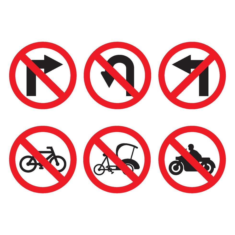 Traffic symbols and prohibition signs design vector