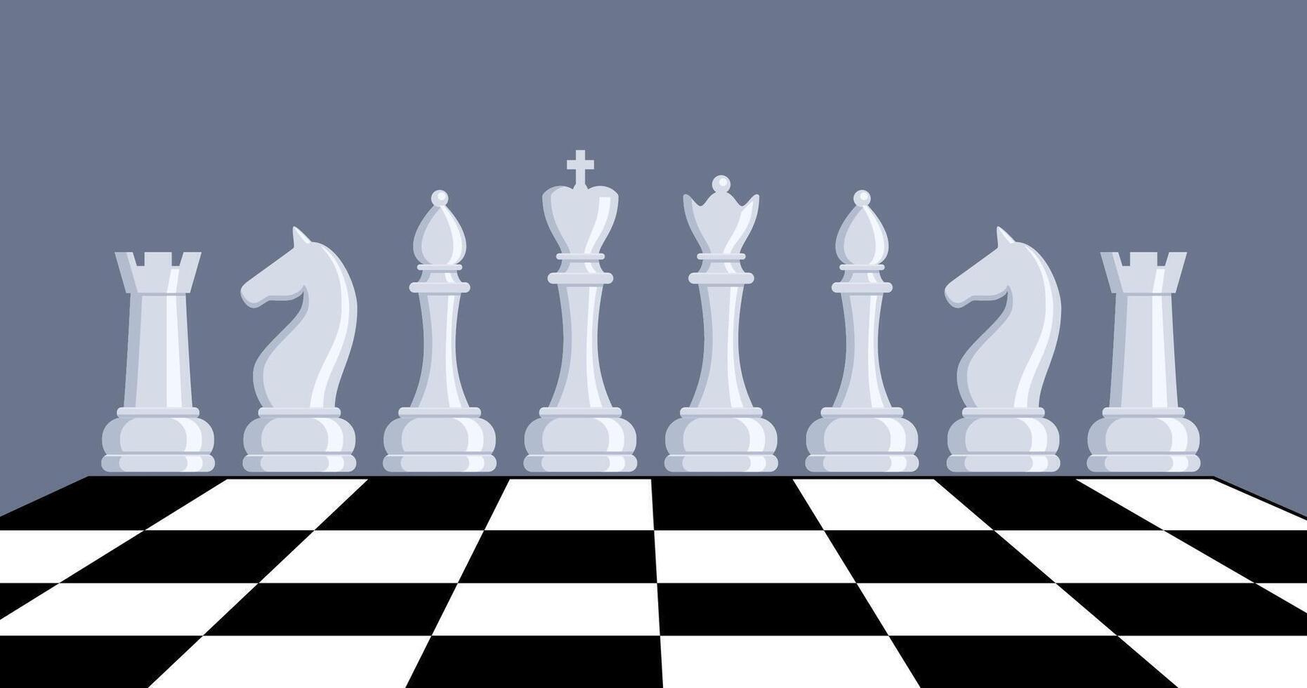 Chess pieces, set of elements. Sports and intellectual game, strategy. Queen, king, bishop, knight, rook, pawn. illustration. vector