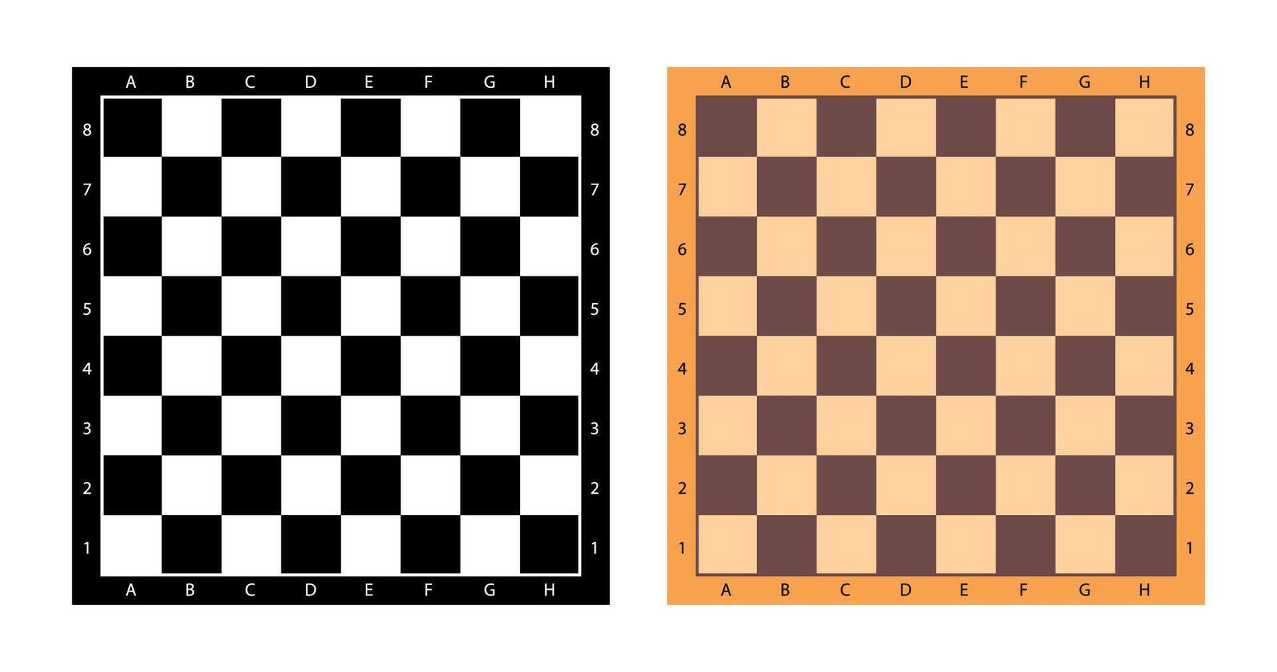 Wood checkered chess board. Chessman in flat style. Game figures. Strategy game, intelligent hobby activity, competition or tournament. illustration. vector