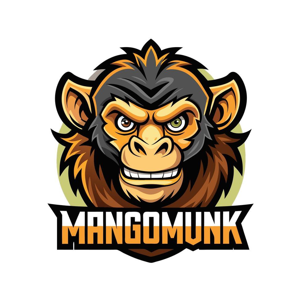 Monkey mascot logo icon design with text mango munk isolated vector