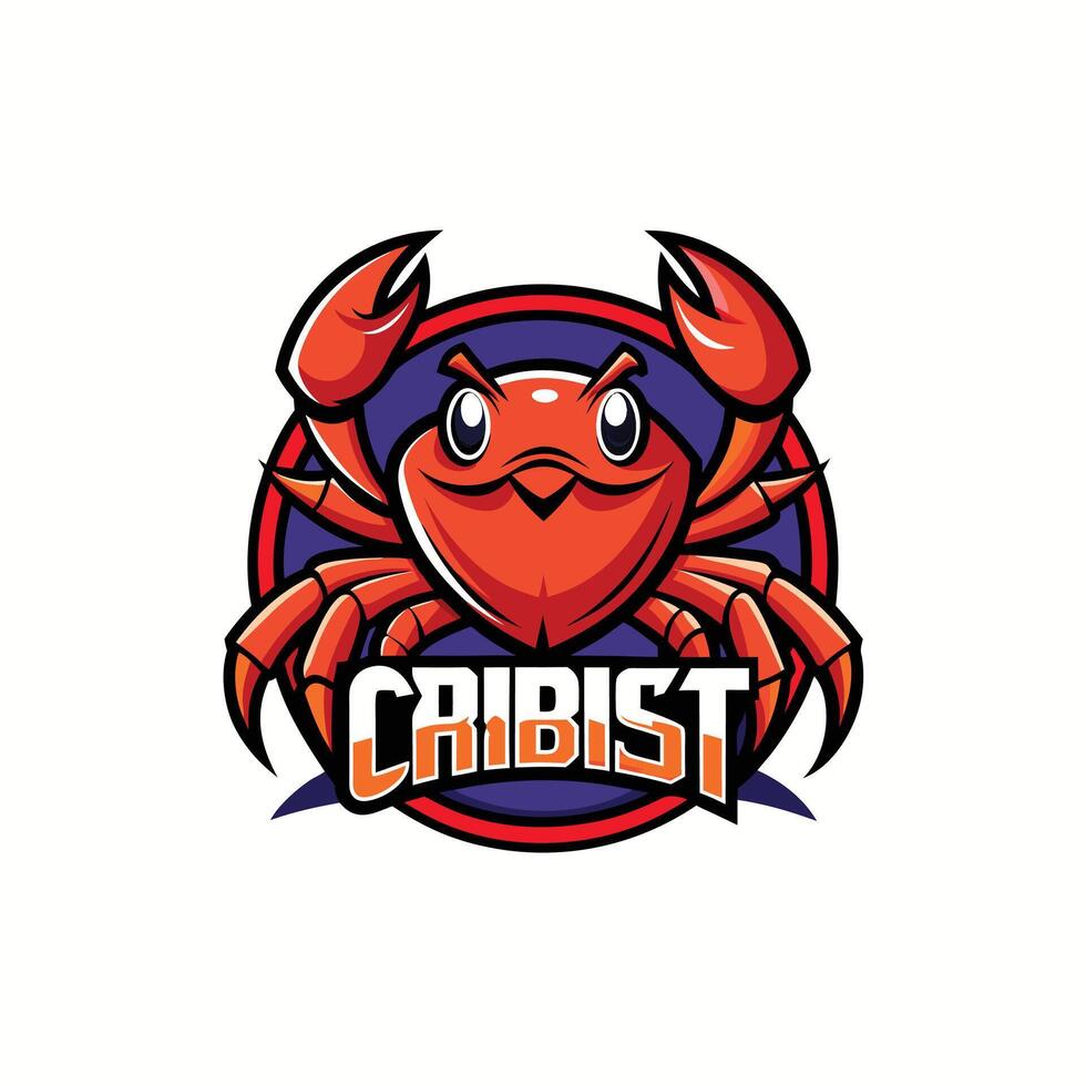Aggressive crab with text mascot logo icon vector