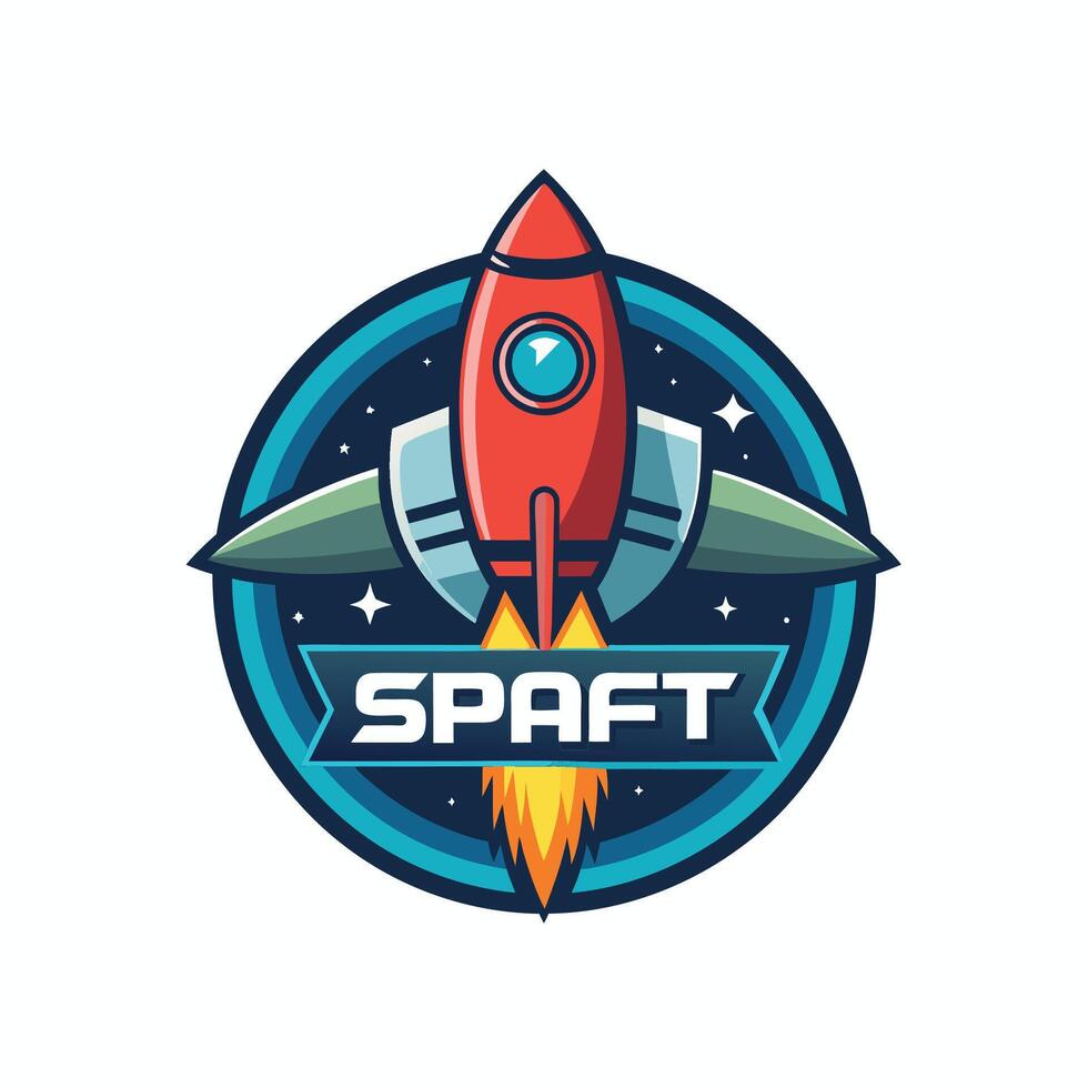 Rocket missile mascot logo icon design with text isolated vector