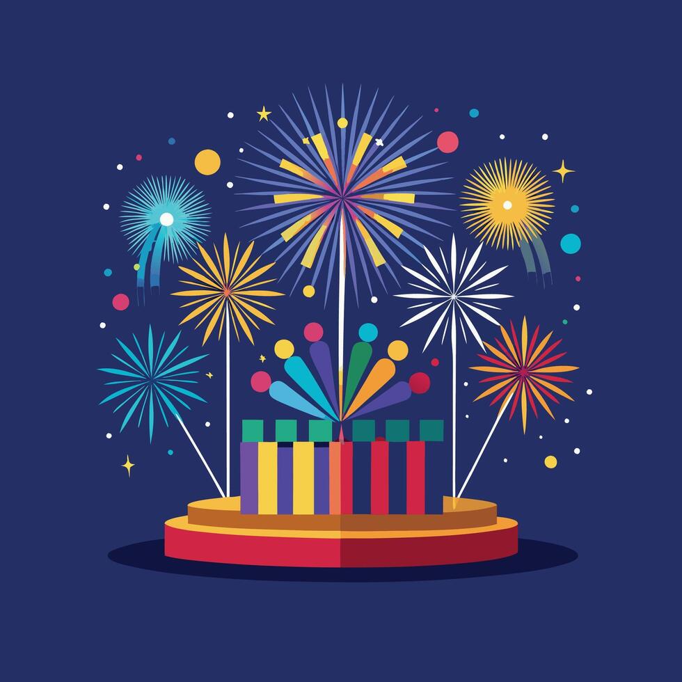 Vibrant fireworks burst, creating a dazzling and colorful spectacle for spectators. logo icon design vector