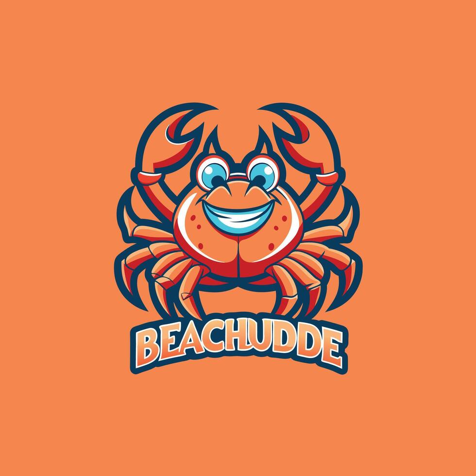 Happy crab with text mascot logo icon design vector