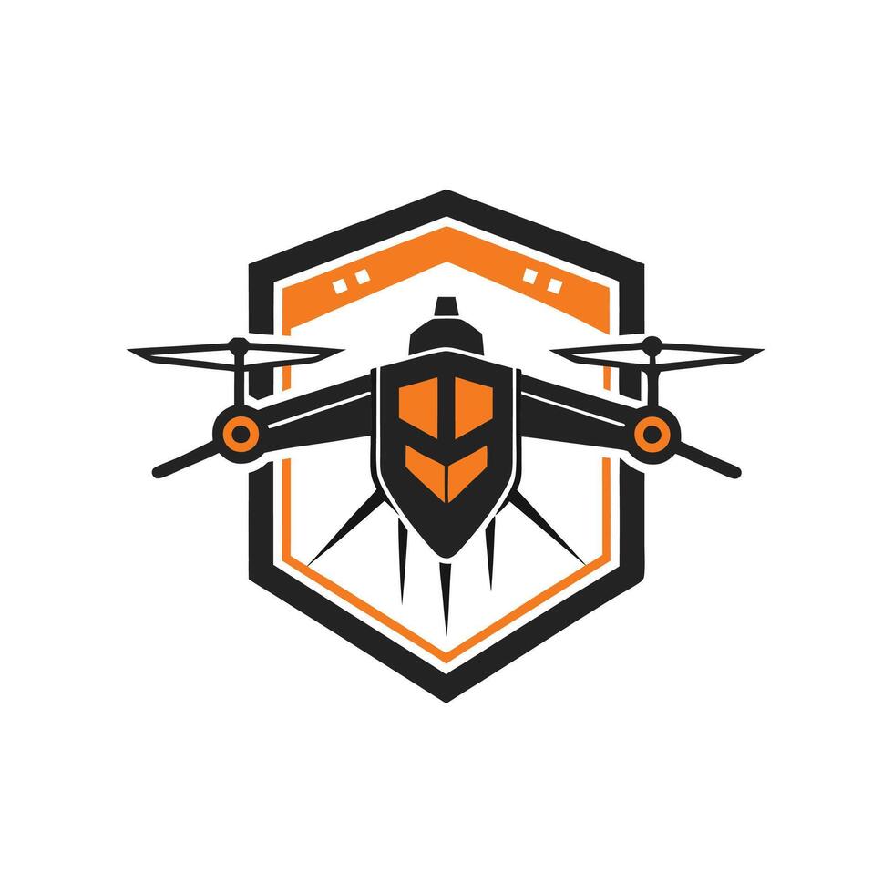 Flying drone badge design logo icon isolated on white background vector
