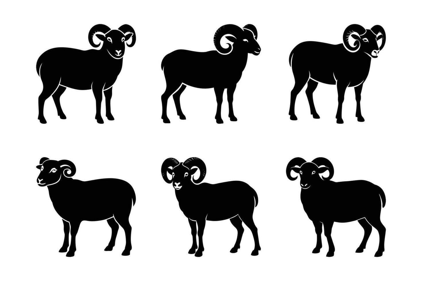 Sheep Set. Set of Goat logo icons Illustrations. silhouette black color illustration vector