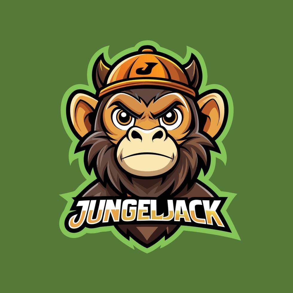 Monkey mascot logo icon design with text jungle jack isolated vector