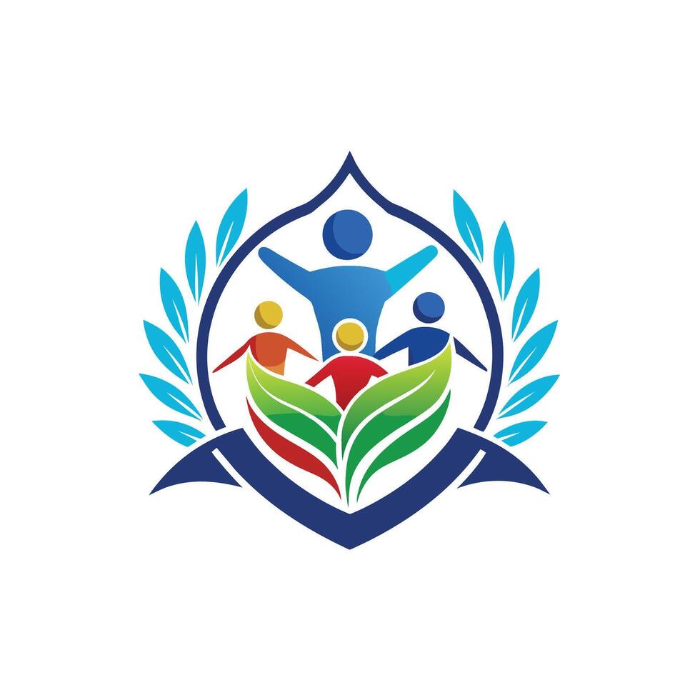 Abstract logo diversity and togetherness people circle community icon design unity, family, and teamwork. floral design vector