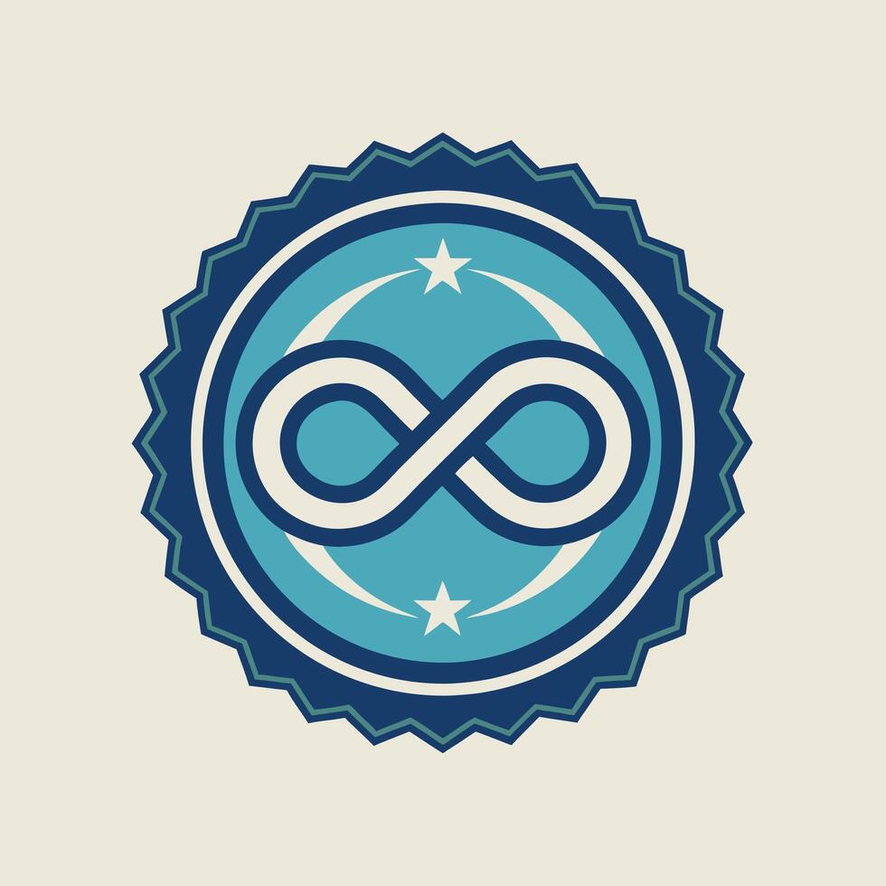 Infinity logo icon badge design template with stars vector