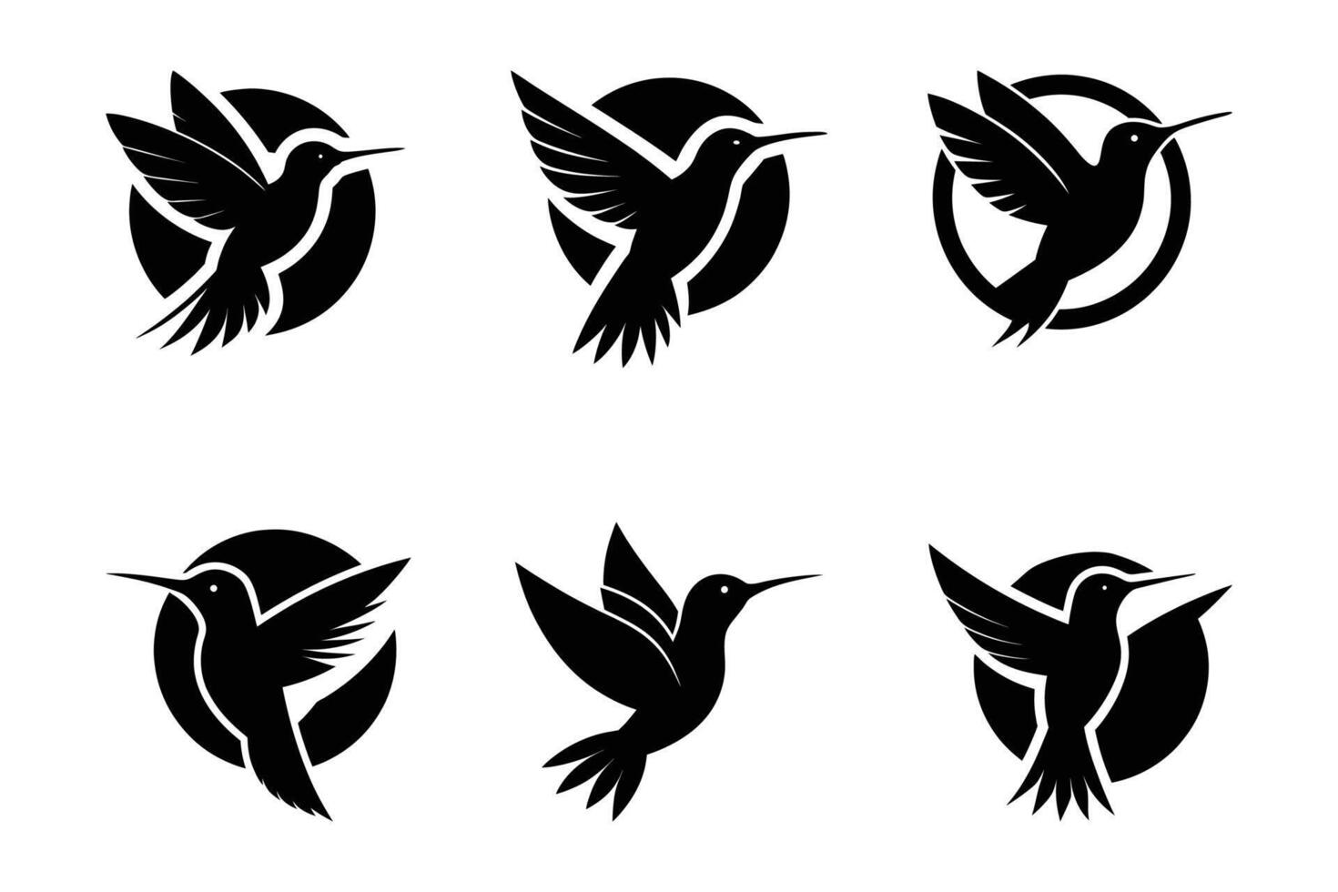 Set of Sparrow silhouette logo icon illustration design vector