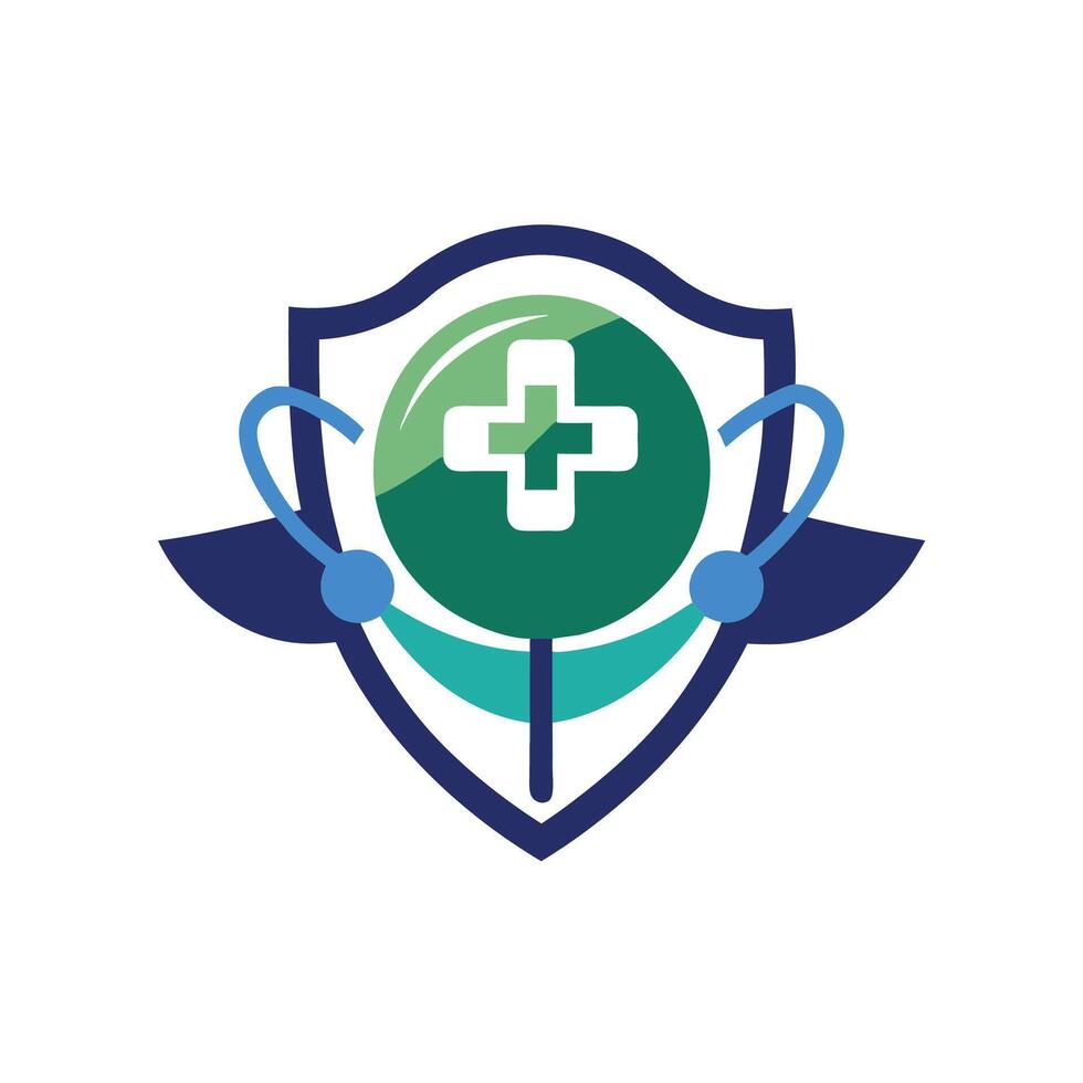 a shield with a green cross on it vector