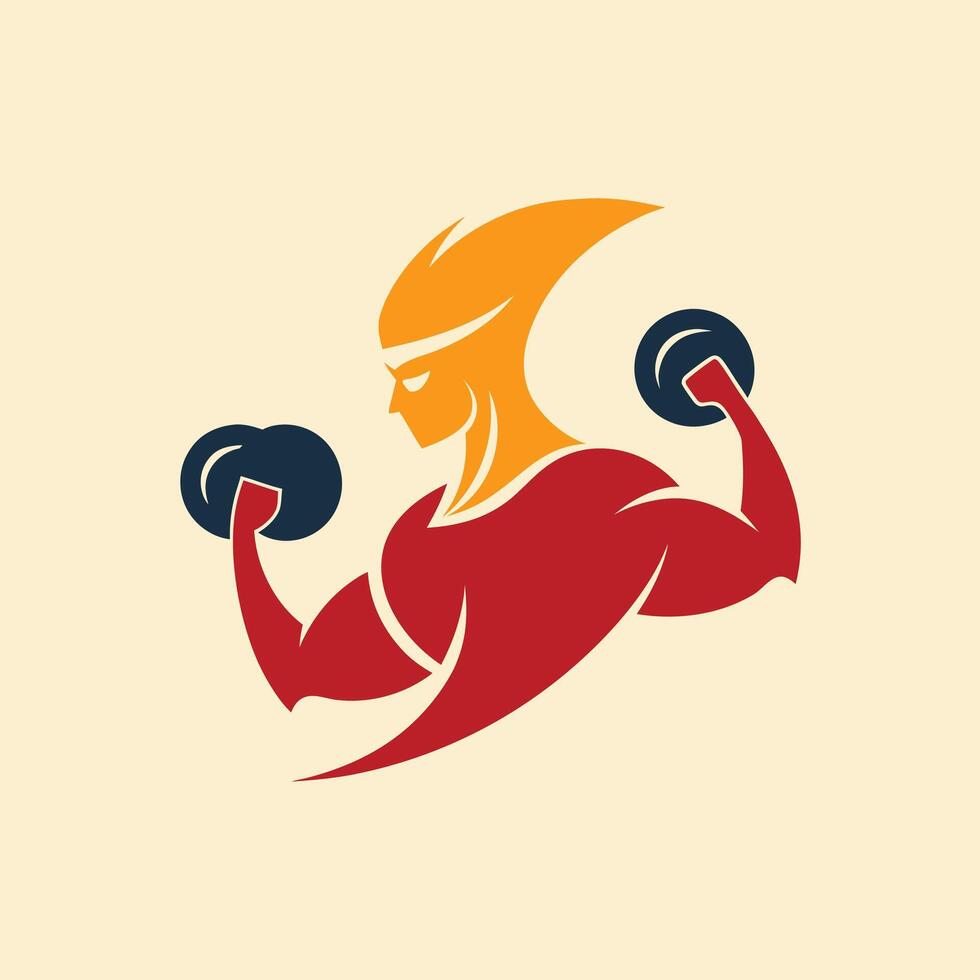 A muscular figure lifting dumbbells, symbolizing strength and determination logo icon vector