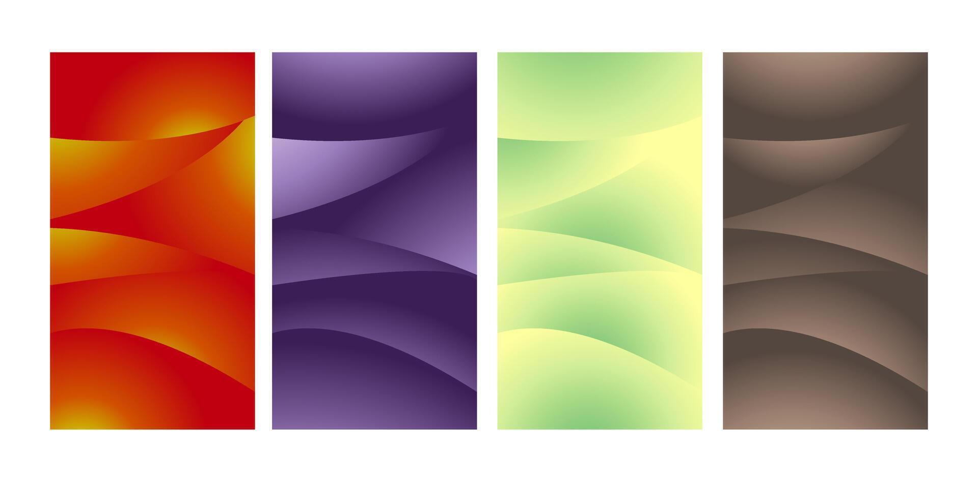 Modern gradient poster background set. Minimalist style cover template with red, dark blue, light green, gray colors. Ideal design for social media, covers, banners, flyers. vector