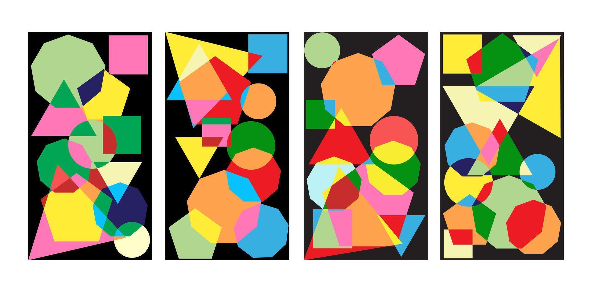 Collection of geometric pattern elements. Retro abstract collection with brilliant colorful sparkles. Modern trendy design for covers, business cards, posters, wall art. vector