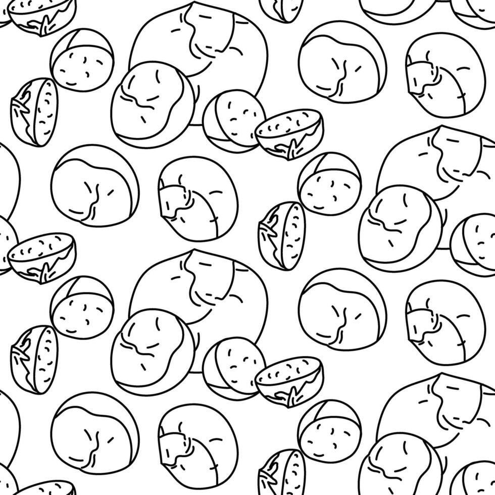 doodle pattern of round pieces of mozzarella cheese of different sizes on white. Diverse groups. Traditional Italian mozzarella cheese is baby. cafe, restaurant, poster. Seamless texture dairy product vector