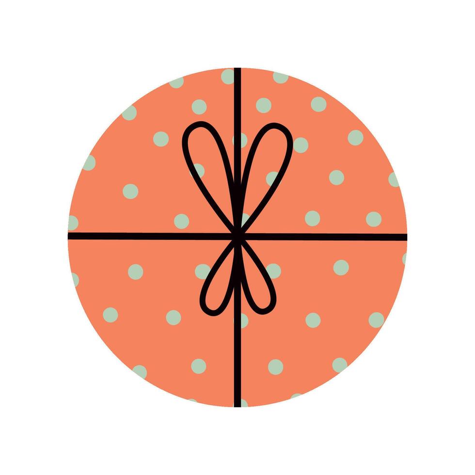 Round gift box with polka dots. Isolated illustration for Christmas design vector
