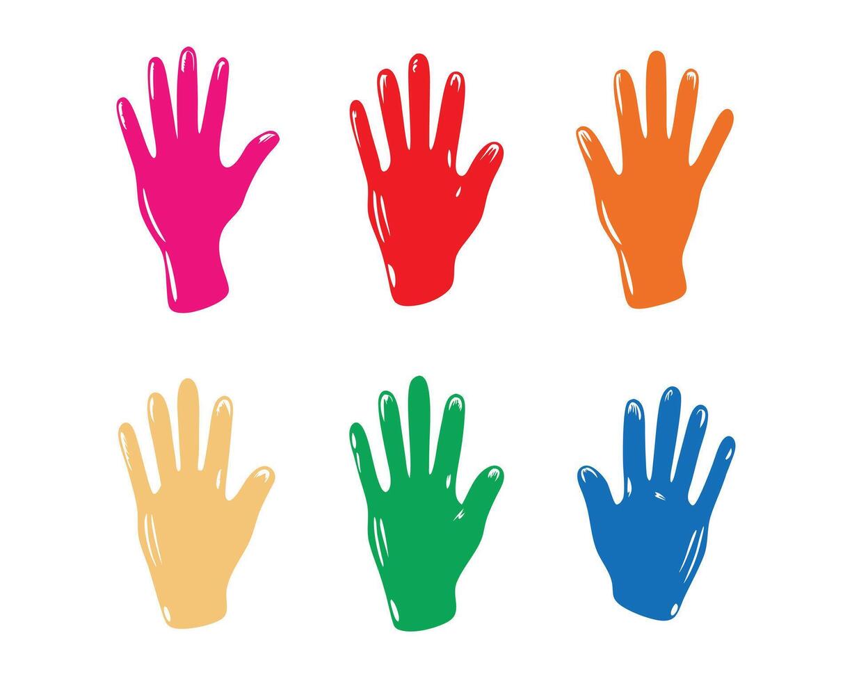 Rainbow Handprint Silhouette Icons vector