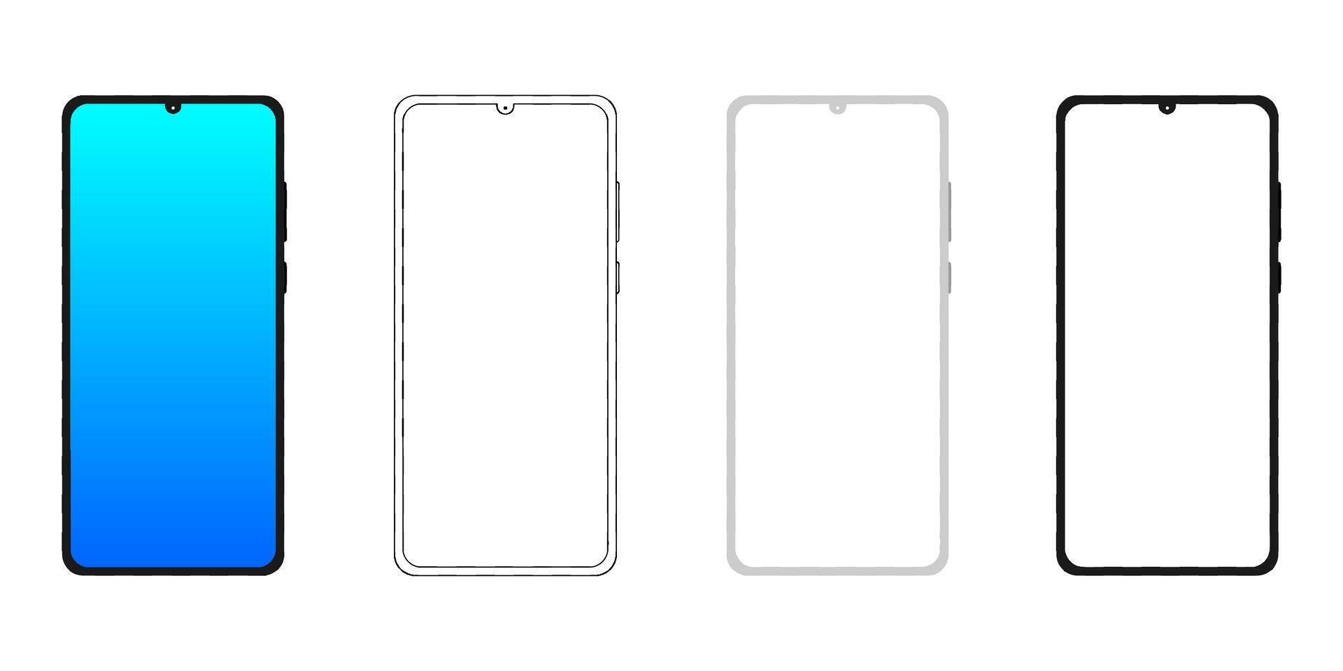 Smartphone Frame Set with Gradient and Outline Styles vector