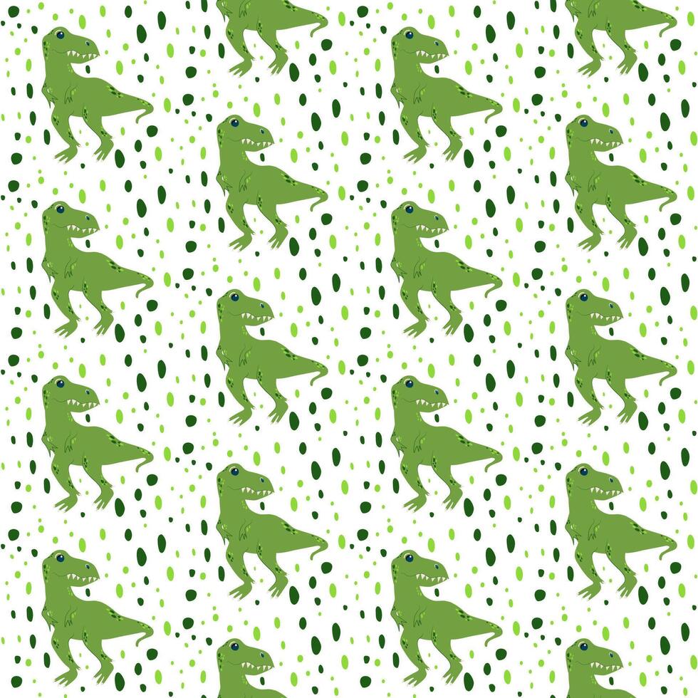 Seamless pattern with cute dino, dinosaur T Rex, Tyrannosaurus, abstract children background vector