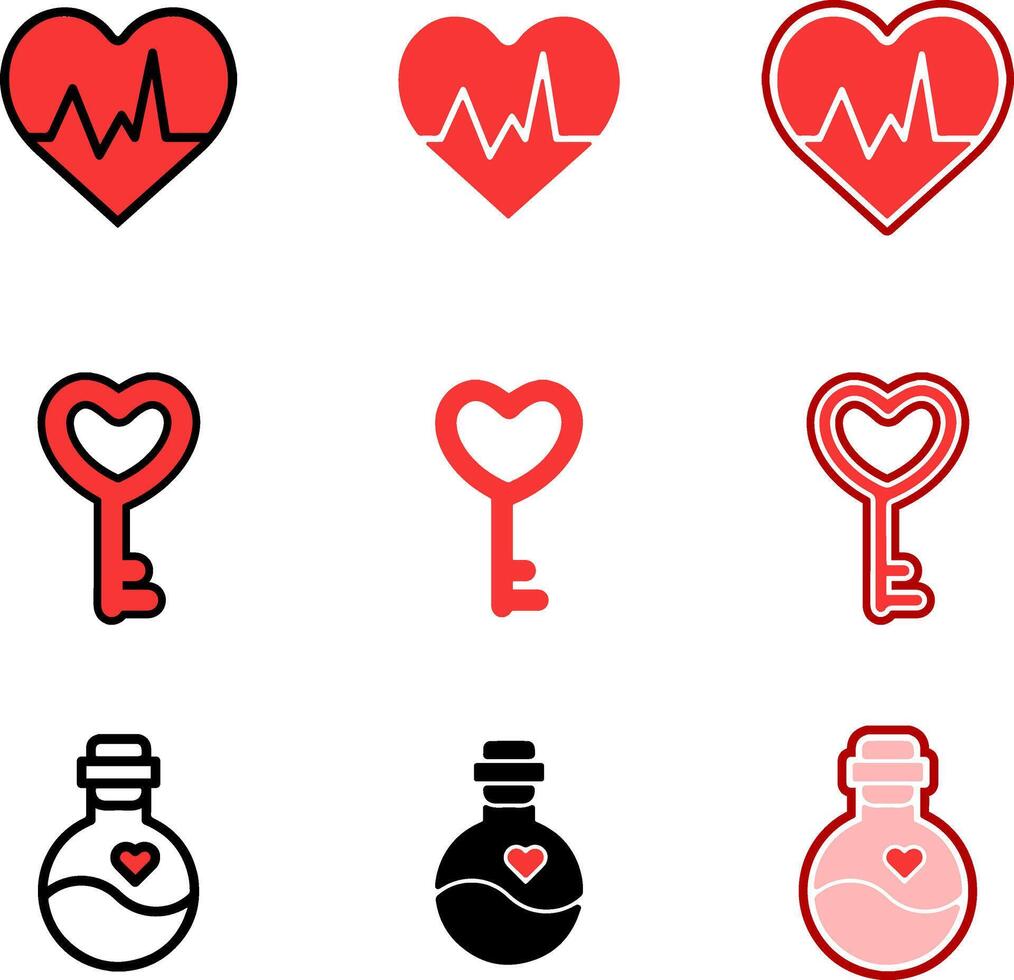 Heart, key, and other symbols vector