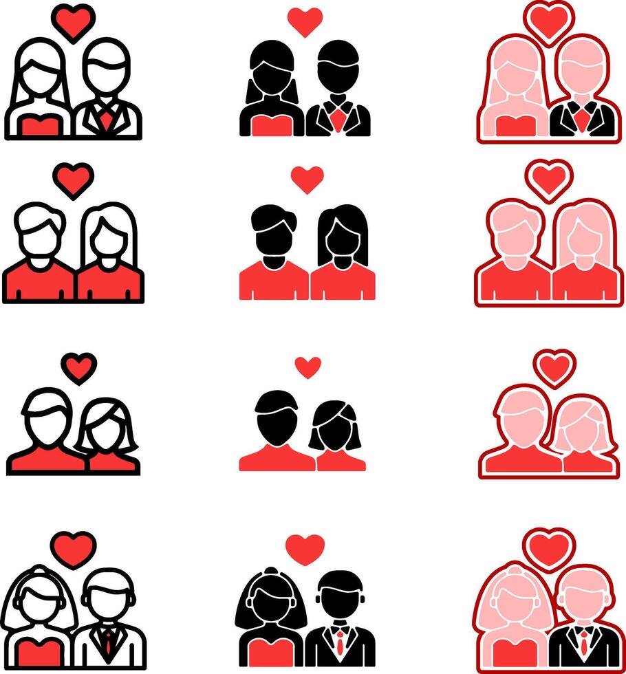 Love icons set vector