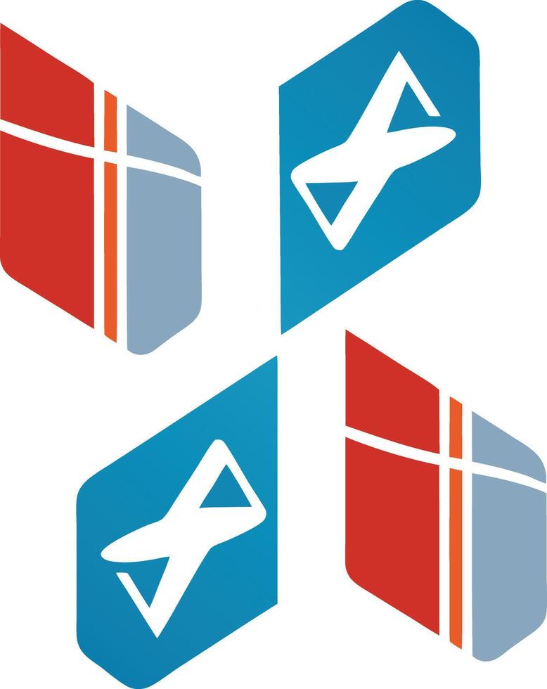 Abstract Geometric Design with Red, Blue, and Gray. vector