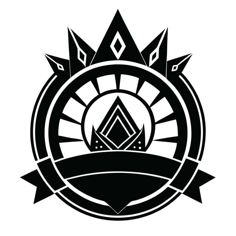 Black and White Geometric Crown Emblem Design vector