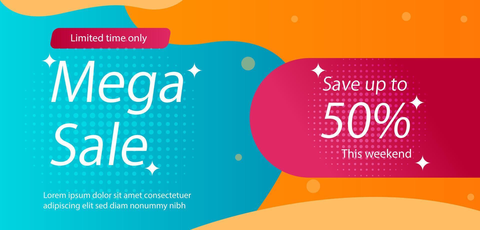 Mega Sale Banner Gradient Vibrant Design Template vector