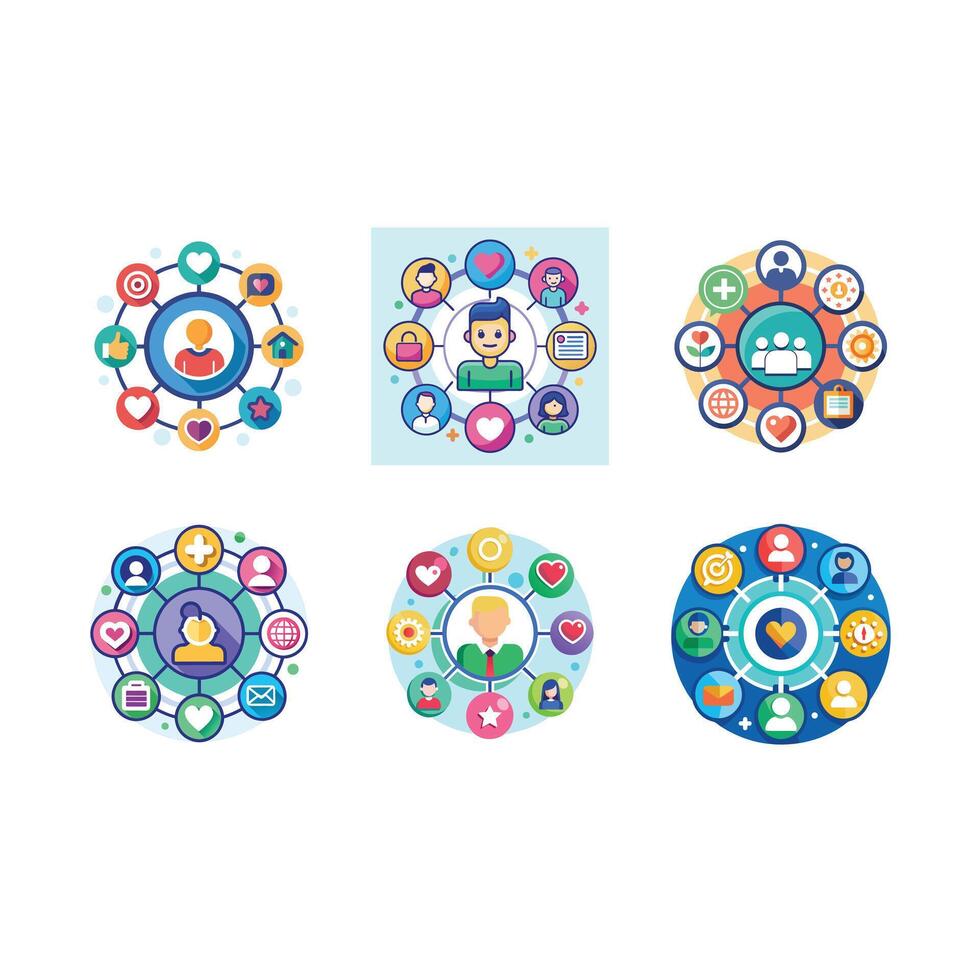 Download Social Engagement Graphics Line Art Design for Microstock Sites vector