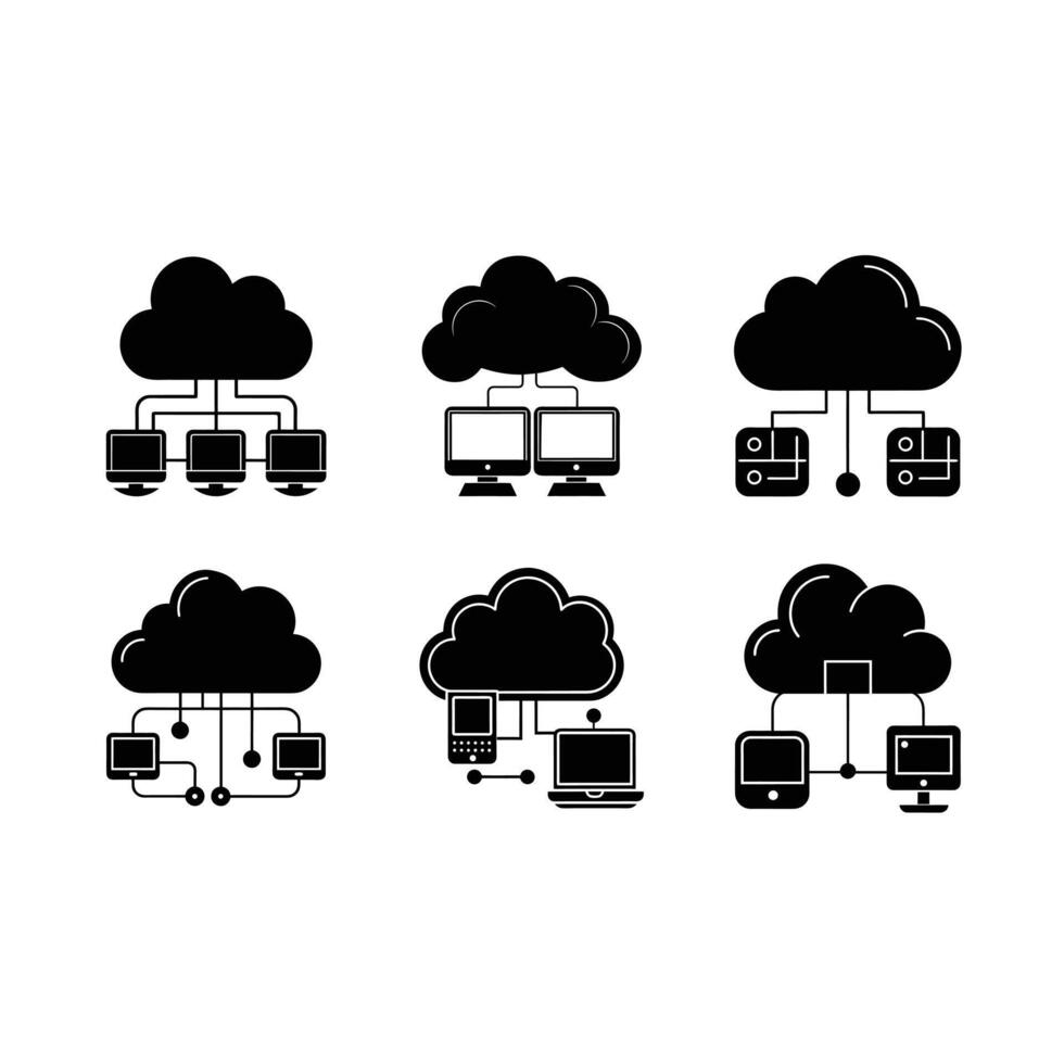 Cloud Computing Graphics and Line Art Designs for Print vector